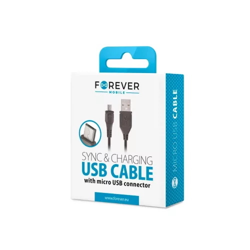 Forever USB-microUSB kábel 1,0 m 1A fekete