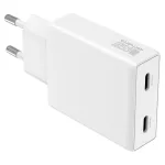 Fali töltő 4smarts PDPlug Slim Dual 65W GaN 2xUSB-C fehér