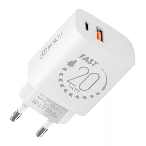 OBAL:ME fali töltő USB-A + USB-C 20W fehér