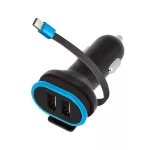 Forever CC-02 autós töltő 2x USB 3A USB-C kábellel 0,2 m fekete