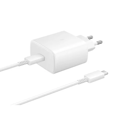 EP-TA845EWE + EP-DW767JWE Samsung 45W utazótöltő + USB-C/USB-C adatkábel fehér - csomagolás nélküli gyártói