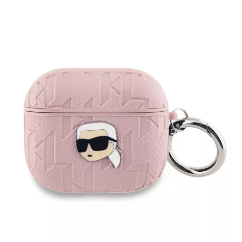 Karl Lagerfeld PU domborított Karl Head tok AirPods 3 készülékhez rózsaszín