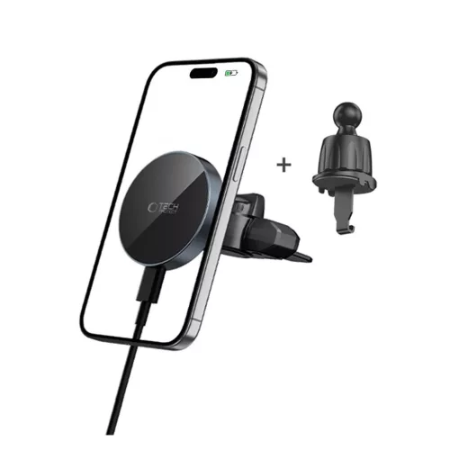 Tech-Protect MagSafe autós tartó fekete MM15W-V5 15W QC szellőzőrácsba vagy CD-tartóba helyezhető