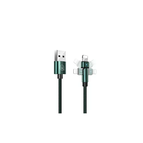 USAMS fonott forgatható kábel U60 2A Lightning 1m zöld SJ476USB02 (US-SJ476)