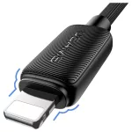 USAMS KY Series kábel US-SJ689 2.4A USB-A to Lightning 1m fekete