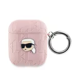 Karl Lagerfeld PU Embossed Karl Head tok AirPods 1/2 készülékhez rózsaszín
