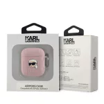Karl Lagerfeld PU Embossed Karl Head tok AirPods 1/2 készülékhez rózsaszín