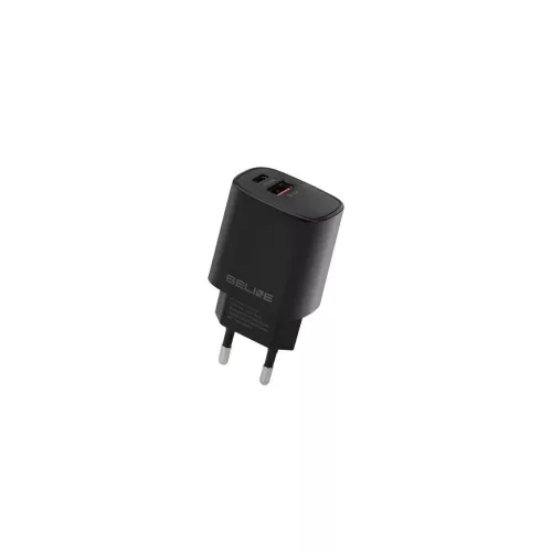 Beline Ład. network. GaN töltő BLN2CB30 1x USB-C + 1x USB 30W PD 3.0 + QC 3.0 (csak fej) fekete