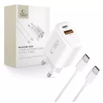 TECH-PROTECT NCA45W-GAN 2-PORT hálózati töltő PD 45W / QC3.0 + TYPE-C kábel fehér