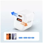 TECH-PROTECT NCA45W-GAN 2-PORT hálózati töltő PD 45W / QC3.0 + TYPE-C kábel fehér