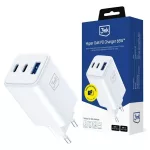 Fali töltő 3MK Hyper GaN Charger 65W 1xUSB-A 2xUSB-C PD QC4+ fehér
