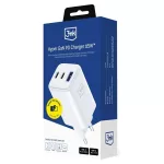 Fali töltő 3MK Hyper GaN Charger 65W 1xUSB-A 2xUSB-C PD QC4+ fehér