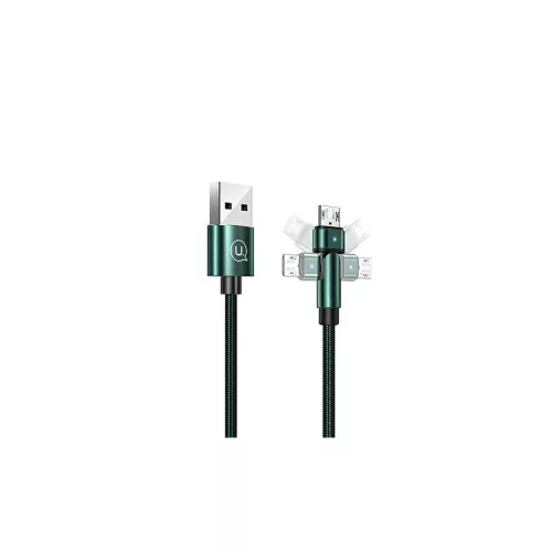 USAMS Braided Rotating kábel U60 2A microUSB 1m SJ478USB02 (US-SJ478) zöld