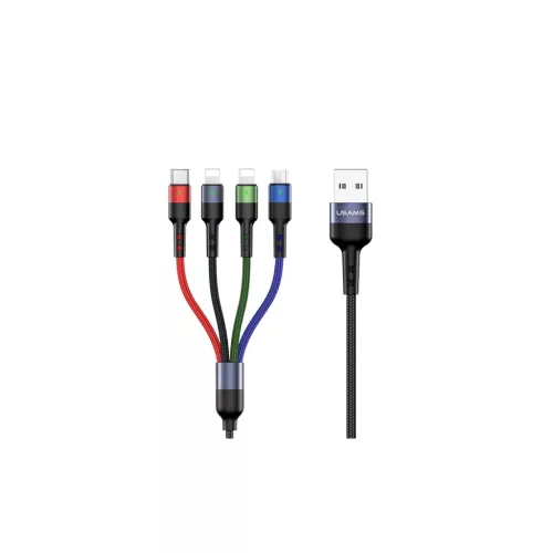USAMS Braided U26 4-in-1 kábel 3m 2A Fast Charge (2xLightning/microUSB/USB-C) SJ413USB01 (US-SJ413)