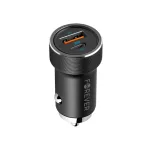 Forever CC-06 PD QC autós töltő, 1× USB-C, 1× USB, 20W, fekete