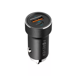   Forever CC-06 PD QC autós töltő, 1× USB-C, 1× USB, 20W, fekete