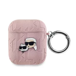   Karl Lagerfeld PU Embossed Karl and Choupette Heads tok AirPods 1/2 készülékhez rózsaszín