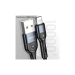 USAMS Braided U48 Lightning kábel 1.2m 2A gyorstöltéssel LED-del SJ423USB02 (US-SJ423) zöld