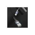 USAMS Braided U48 Lightning kábel 1.2m 2A gyorstöltéssel LED-del SJ423USB02 (US-SJ423) zöld