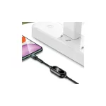 USAMS Braided U48 Lightning kábel 1.2m 2A gyorstöltéssel LED-del SJ423USB02 (US-SJ423) zöld