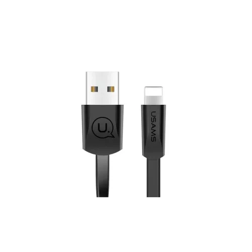 USAMS U2 lapos kábel Lightning 1,2 m SJ199IP01 iPhone 5/6/7/8/X készülékhez fekete (US-SJ199)