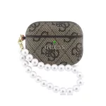 Guess PU 4G Classic Logo Pearl Strap tok AirPods Pro 3 készülékhez barna