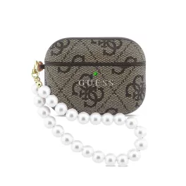   Guess PU 4G Classic Logo Pearl Strap tok AirPods Pro 3 készülékhez barna