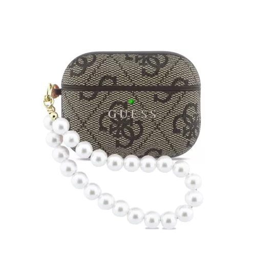Guess PU 4G Classic Logo Pearl Strap tok AirPods Pro 3 készülékhez barna
