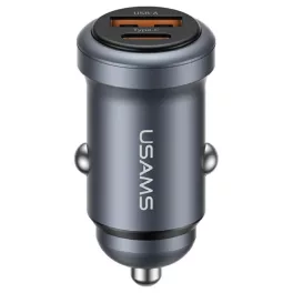 Autós töltő USAMS CC322 30W 1xUSB-A 1xUSB-C tarnish