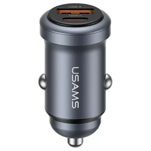 Autós töltő USAMS CC322 30W 1xUSB-A 1xUSB-C tarnish