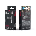 Maxlife 3in1 töltőkábel USB to Micro USB / Type-c / Lightning 1M 2,1A szürke