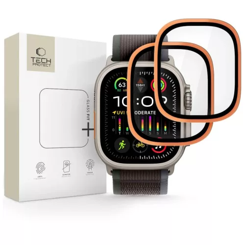 Temperált üveg TECH-PROTECT GLASS RING 2-PACK Apple Watch Ultra 1/2/3 (49 MM) készülékhez, kozmikus narancs