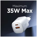 SPIGEN ESSENTIAL EE352EU 2-PORT HÁLÓZATI TÖLTŐ 35W fehér