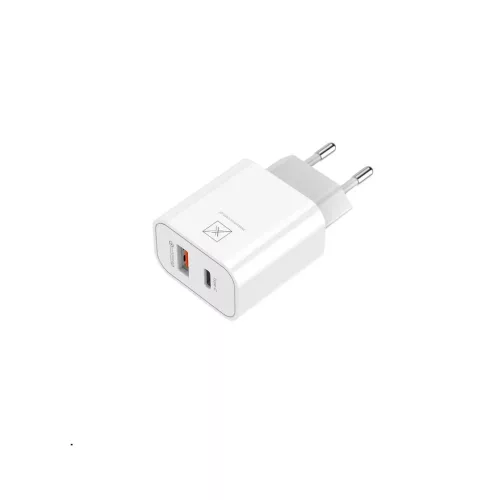 MX ALFA fali töltő 20W PD+QC USB-A és USB-C kimenettel + 20W PD USB-C–USB-C kábel, fehér