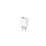 MX ALFA fali töltő 20W PD+QC USB-A és USB-C kimenettel + 20W PD USB-C–USB-C kábel, fehér