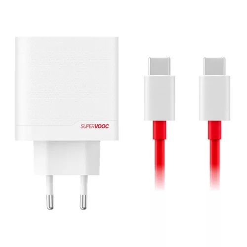 OnePlus SUPERVOOC 80W GaN Dual USB-A + USB-C utazó töltő + USB-C/USB-C kábel fehér