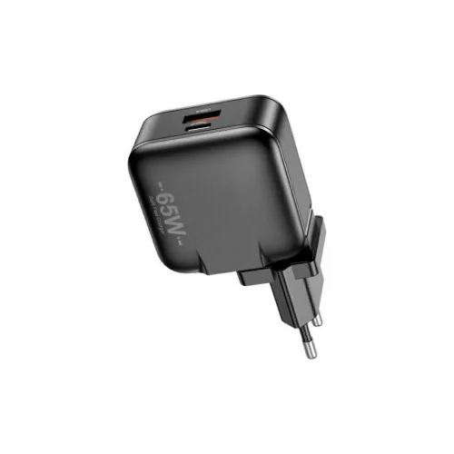 AWEI töltő PD55-EU 65WUSB + USB-C GaN fekete