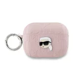 Karl Lagerfeld PU domborított Karl Head Case tok AirPods Pro 2 készülékhez rózsaszín