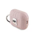 Karl Lagerfeld PU domborított Karl Head Case tok AirPods Pro 2 készülékhez rózsaszín