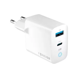   Forever TC-06-33AC GaN PD QC 33W töltő 1x USB-C, 1x USB fehér