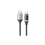 USAMS Fonott Kábel U78 USB-C 1.2m LED 6A Gyors Töltés fehér SJ544USB02 (US-SJ544)