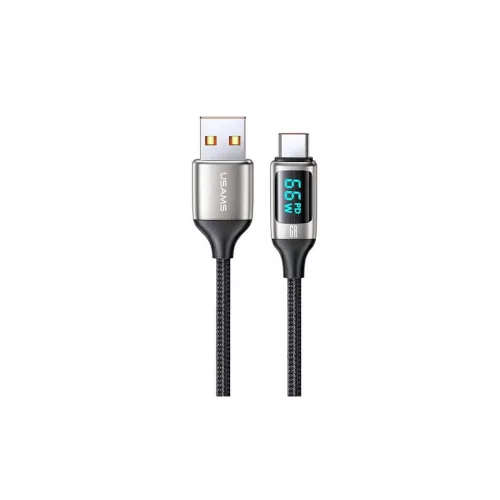 USAMS Fonott Kábel U78 USB-C 1.2m LED 6A Gyors Töltés fehér SJ544USB02 (US-SJ544)