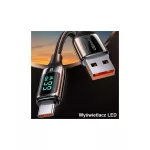 USAMS Fonott Kábel U78 USB-C 1.2m LED 6A Gyors Töltés fehér SJ544USB02 (US-SJ544)