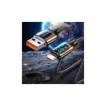 USAMS Fonott Kábel U78 USB-C 1.2m LED 6A Gyors Töltés fehér SJ544USB02 (US-SJ544)