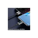 USAMS Fonott Kábel U78 USB-C 1.2m LED 6A Gyors Töltés fehér SJ544USB02 (US-SJ544)