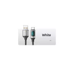 USAMS Fonott Kábel U78 USB-C 1.2m LED 6A Gyors Töltés fehér SJ544USB02 (US-SJ544)