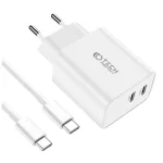 Tech-Protect Hálózati Töltő szett PD35W 2*USB-C + USB-C / USB-C Fehér