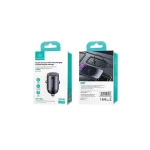 USAMS autós töltő 1xUSB+1xUSB-C C38 30WPD gyors töltés beépített gyűrűvel acél/patinált