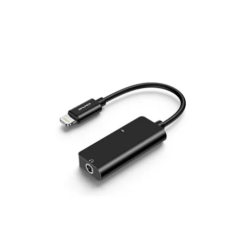 AWEI adapter CL-121 Lightning-Lightning/Jack 3.5 2w1 fekete