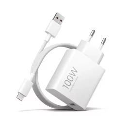   Xiaomi MDY-19-ER USB-A 100W utazótöltő és 6A USB-C adatkábel fehér